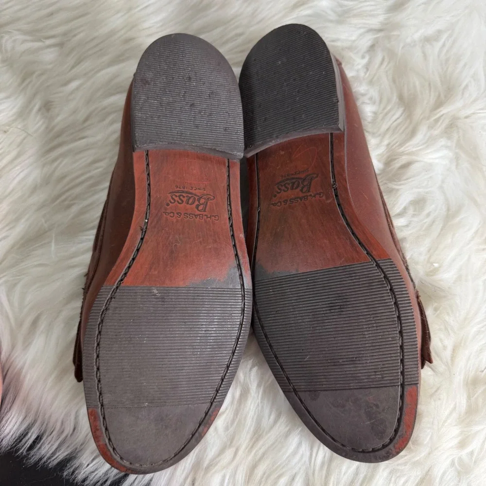 GH Bass Mens Kiltie Tassel Loafers Brown Leather Slip On Shoes 9 D 101J3039